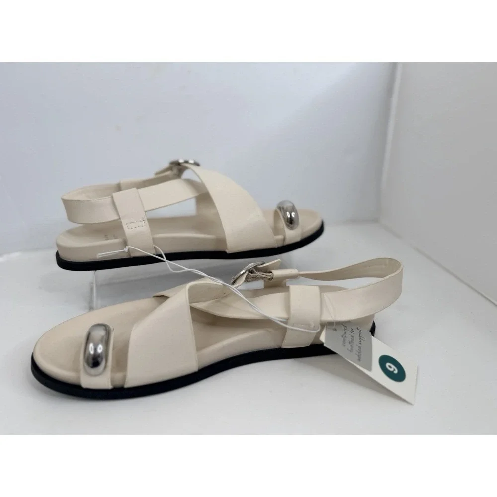 A New Day Penelope Sandals Womens 9 Bone Off White Slip On Flat NWT